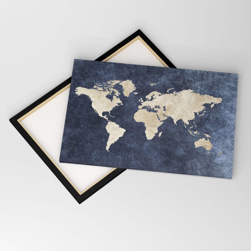 Grungy World Map Canvas Wall Art - Image 4