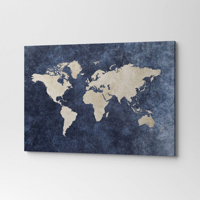 Grungy World Map Canvas Wall Art - Image 3