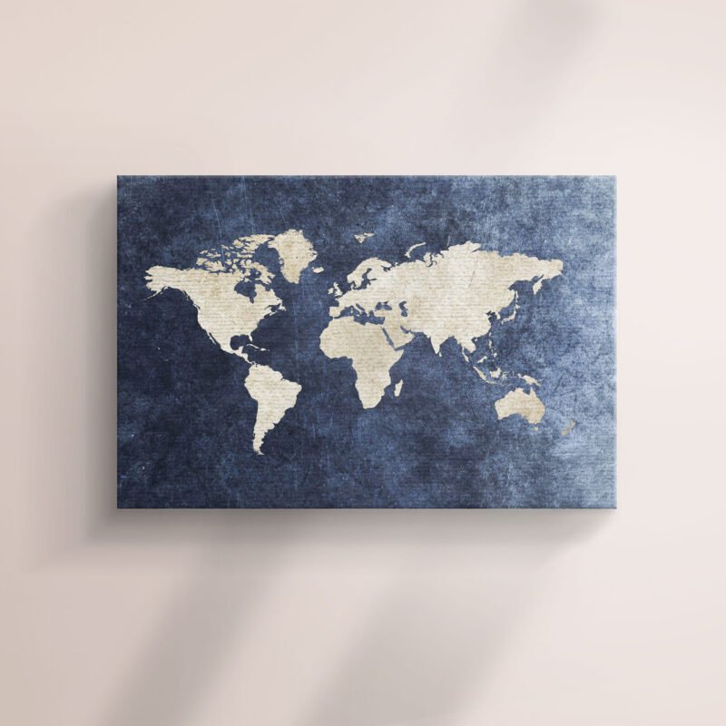 Grungy World Map Canvas Wall Art - Image 2