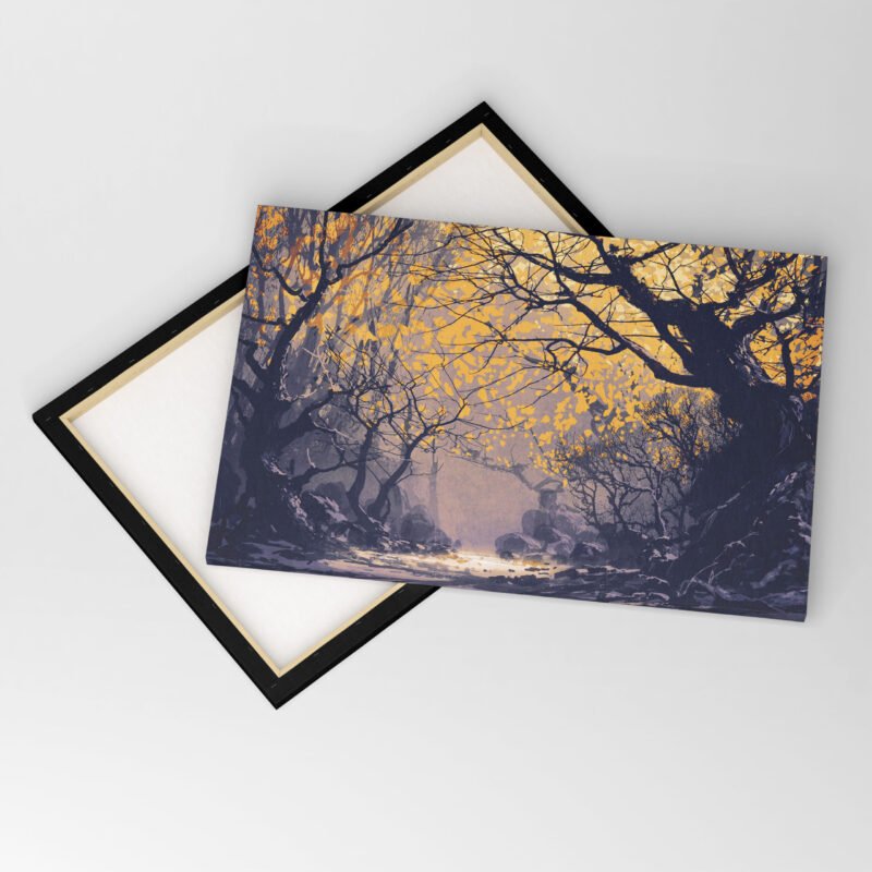 Night Scene of Autumn Forest Canvas Wall Art - Image 4