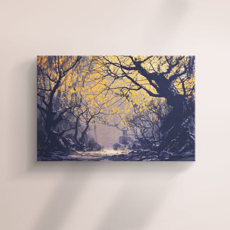 Night Scene of Autumn Forest Canvas Wall Art - Image 2