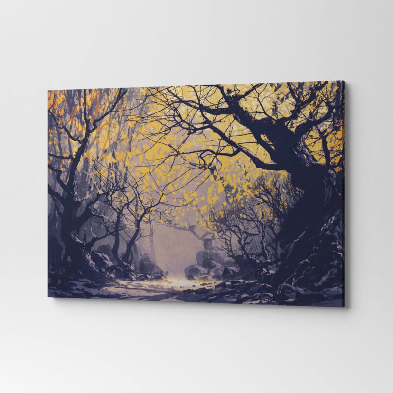 Night Scene of Autumn Forest Canvas Wall Art - Image 3