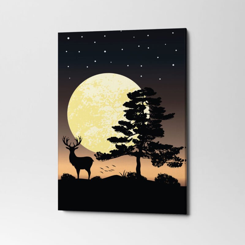 Deer and Mountain Painting Abstract Canvas Wall Art - Image 3