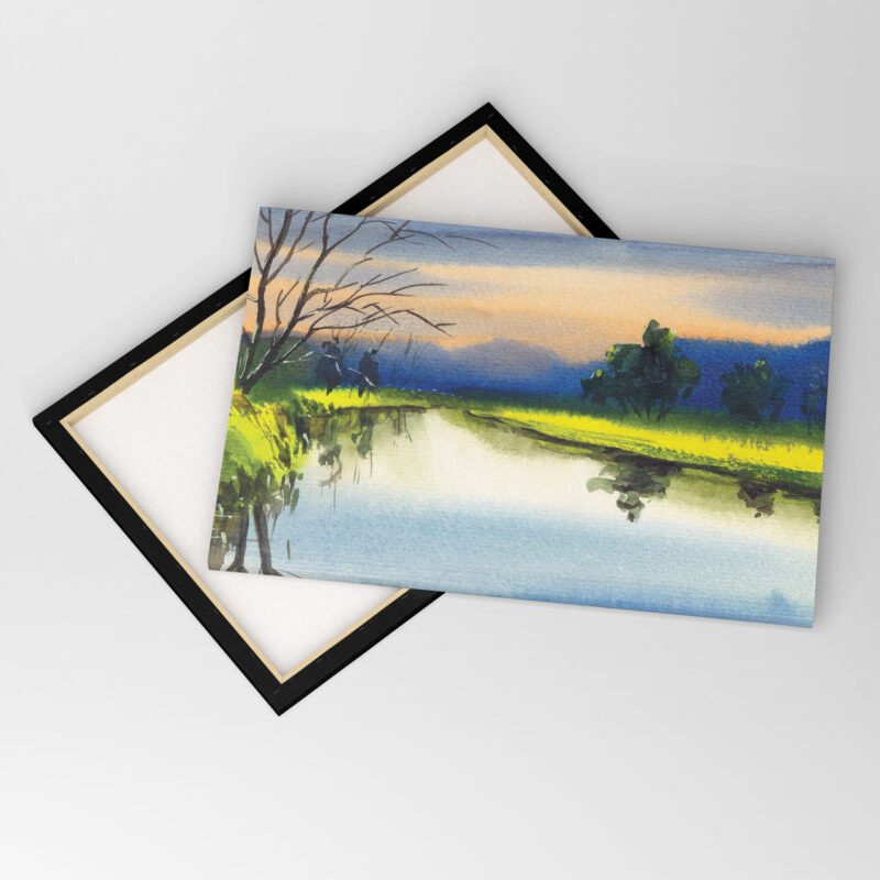 Watercolor Painting of Nature Reflection Canvas Wall Art - Image 4