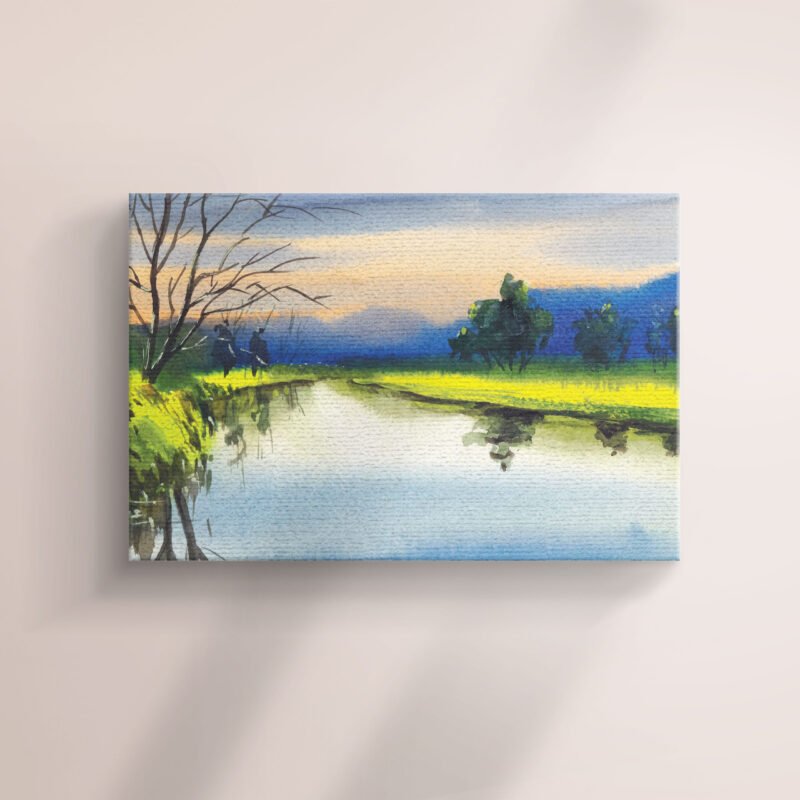 Watercolor Painting of Nature Reflection Canvas Wall Art - Image 2