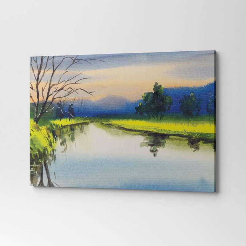 Watercolor Painting of Nature Reflection Canvas Wall Art - Image 3