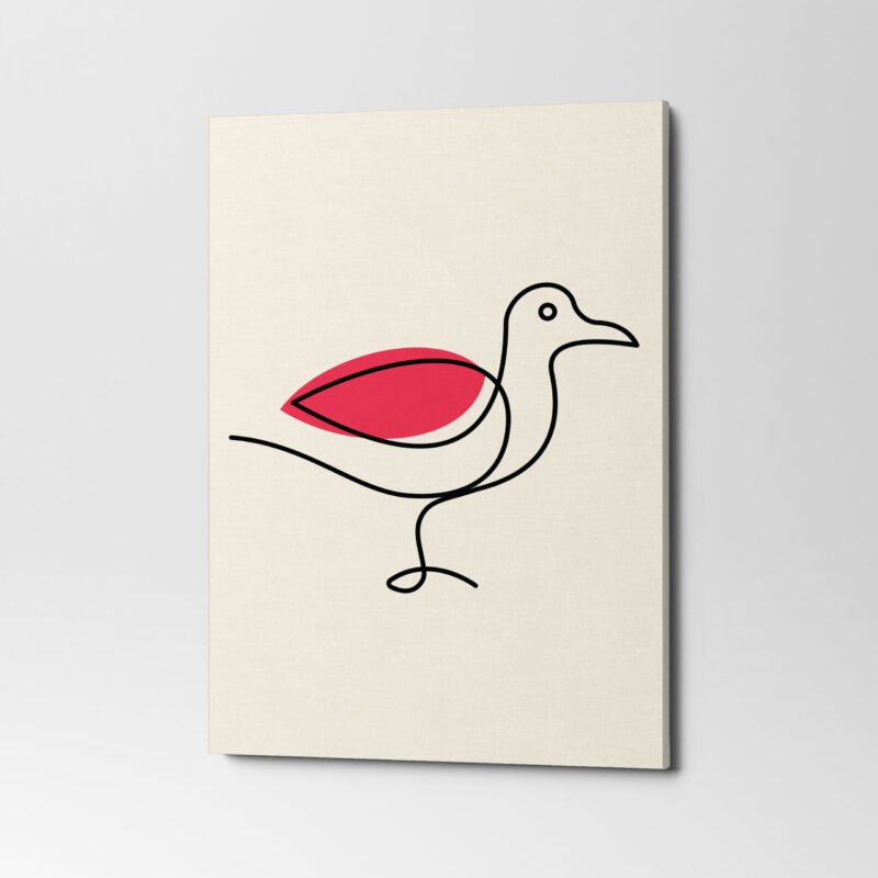 One Continuous Line drawing of Cute Bird Canvas Wall Art - Image 3
