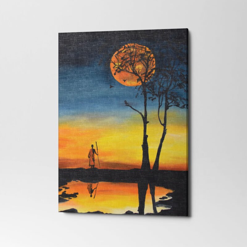 Oil Painting of Evening Sunset on Canvas Wall Art - Image 3