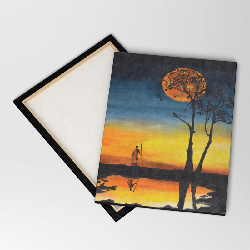 Oil Painting of Evening Sunset on Canvas Wall Art - Image 4