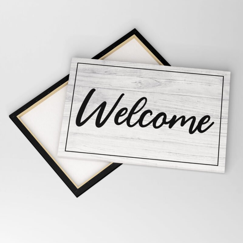 'Welcome' Quote on White Wooden Canvas Wall Art - Image 4