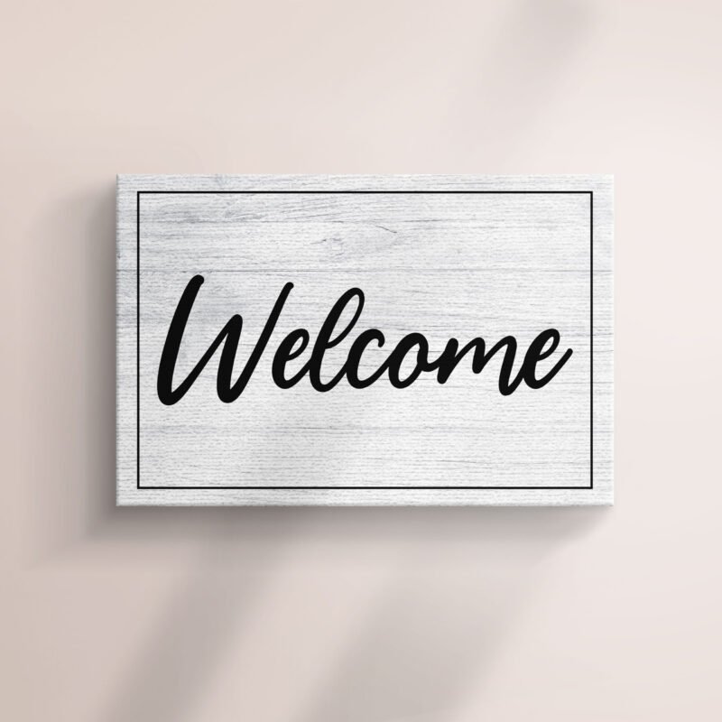 'Welcome' Quote on White Wooden Canvas Wall Art - Image 2