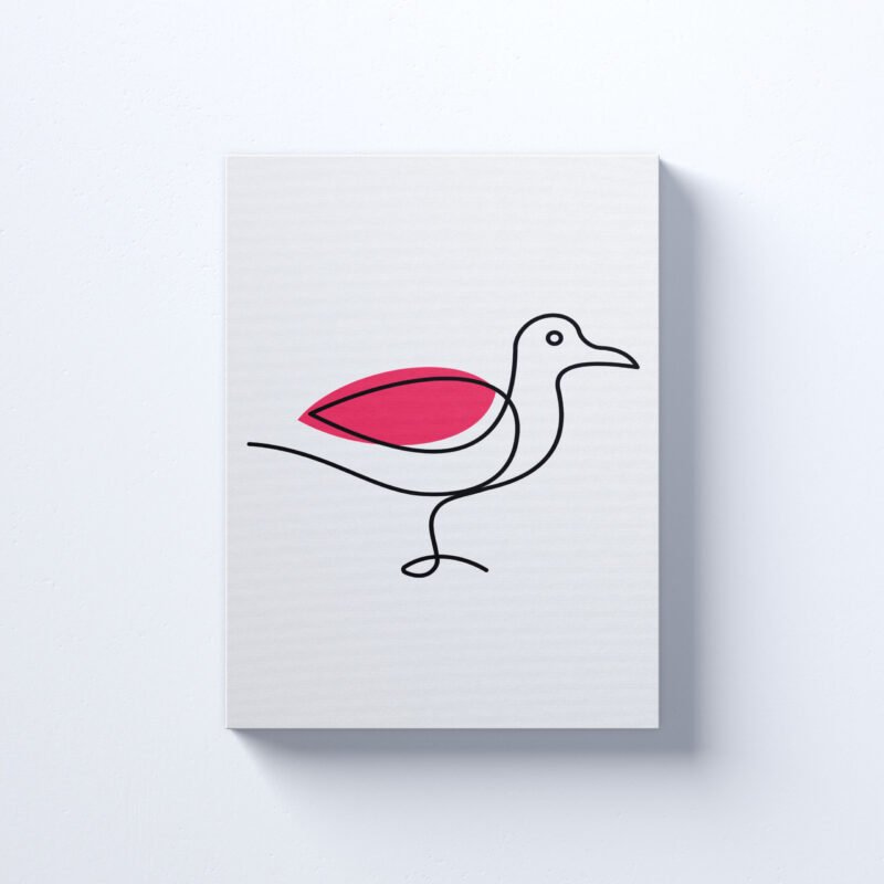 One Continuous Line drawing of Cute Bird Canvas Wall Art - Image 2