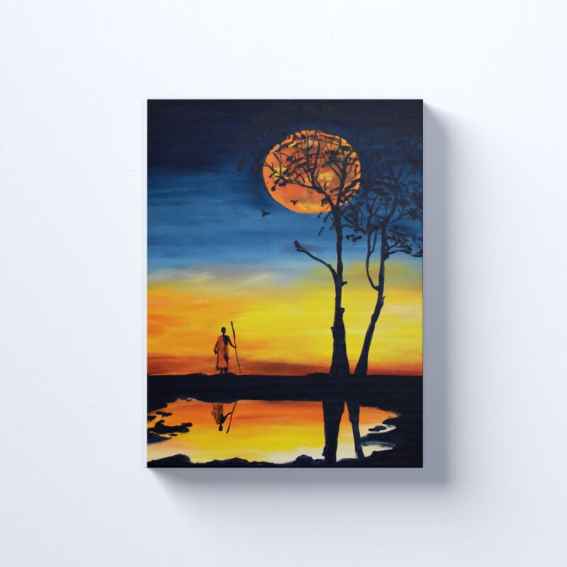 Oil Painting of Evening Sunset on Canvas Wall Art - Image 2