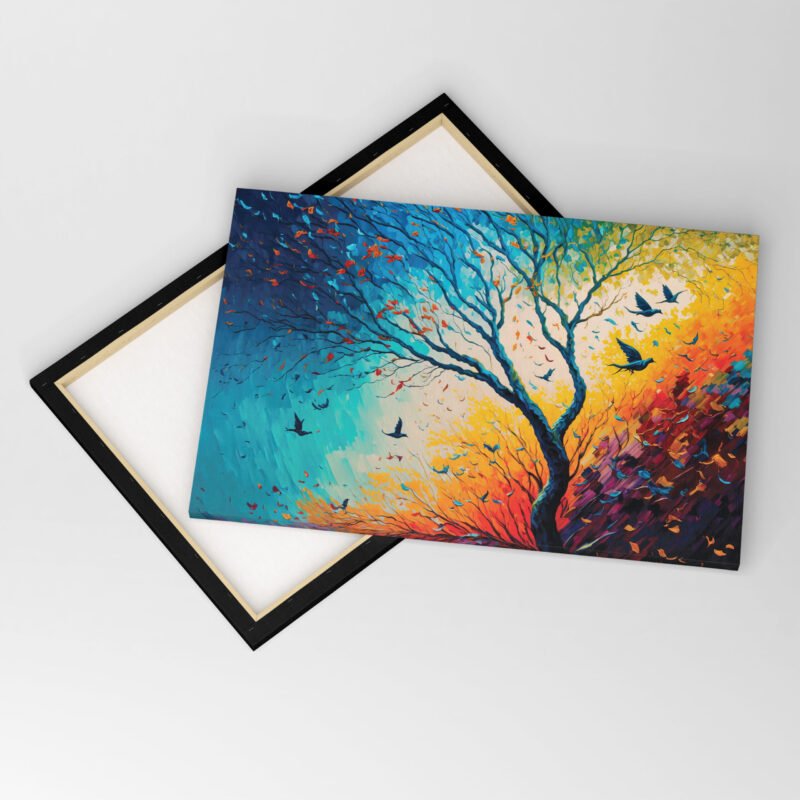 Forest landscape with Birds Butterfly Canvas Wall Art - Image 4