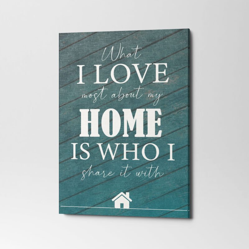 'What I love most about my Home' Quote Canvas Wall Art - Image 3