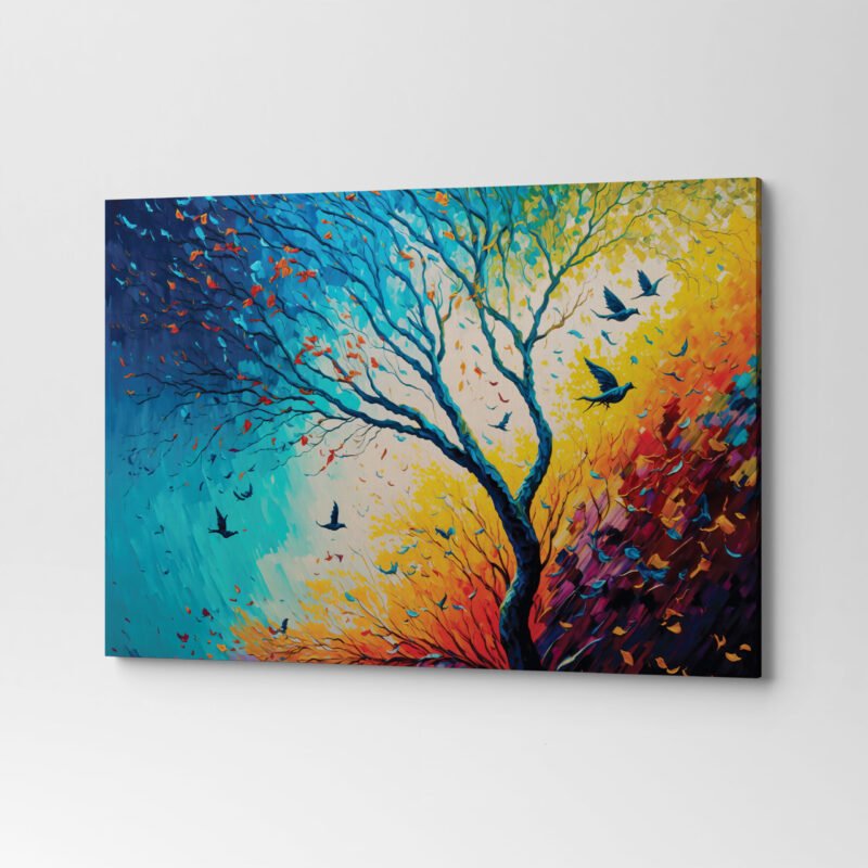 Forest landscape with Birds Butterfly Canvas Wall Art - Image 3