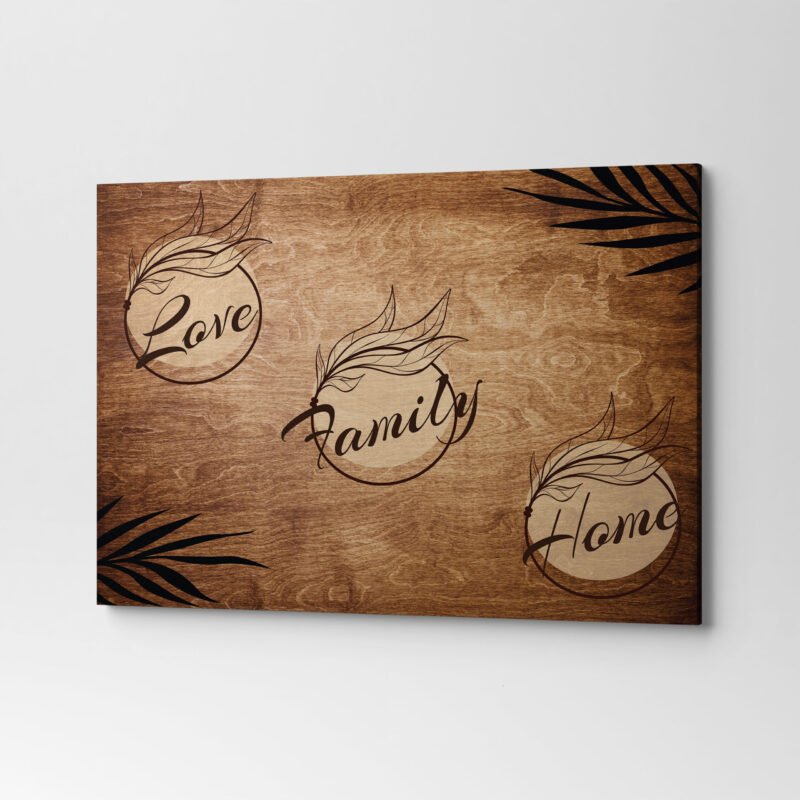 'Love, Family, Home' Quote on Wooden Canvas Wall Art - Image 3