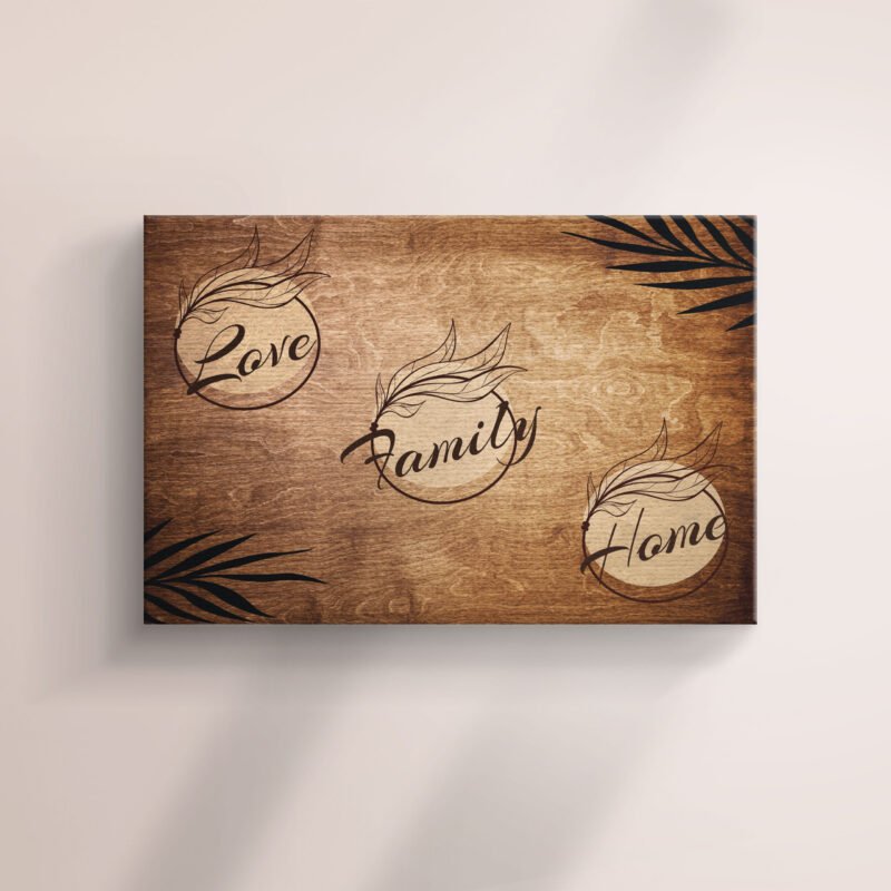 'Love, Family, Home' Quote on Wooden Canvas Wall Art - Image 2