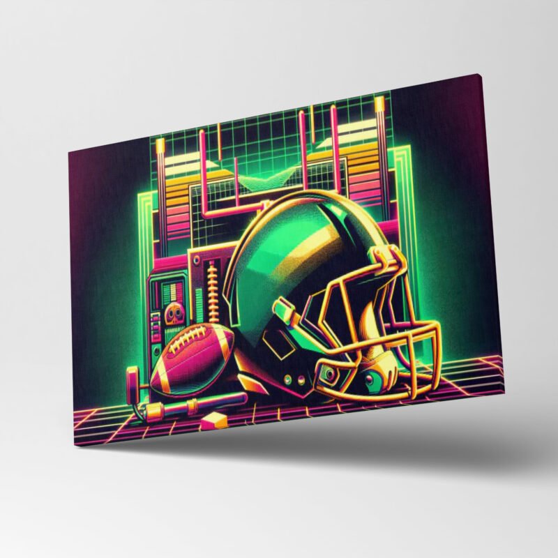 Green Bay Packers Yellow Neon Theme Canvas Wall Art - Image 3