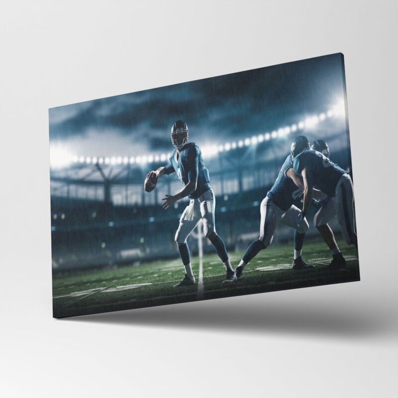 American Football Theme dark theme Canvas Wall Art - Image 3