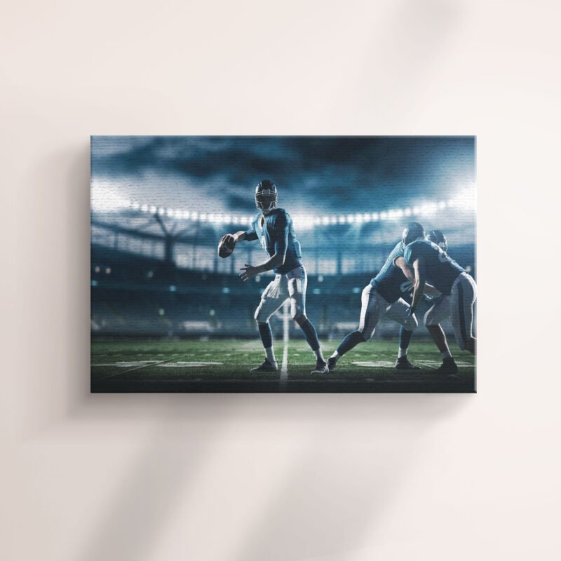 American Football Theme dark theme Canvas Wall Art - Image 2