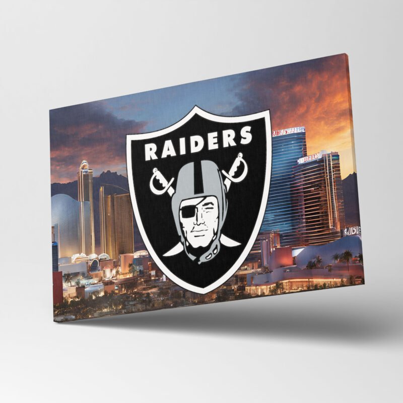 Las Vegas Raiders Logo Hover On City Canvas Wall Art - Image 3