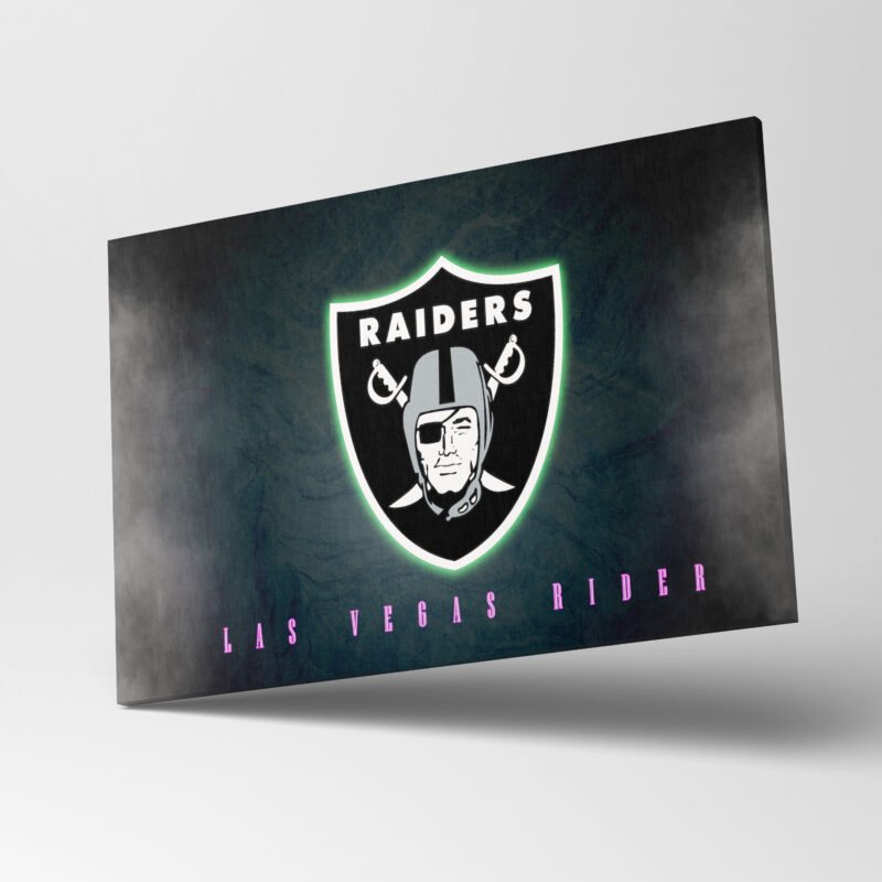 Las Vegas Raiders neon theme logo Canvas Wall Art - Image 2