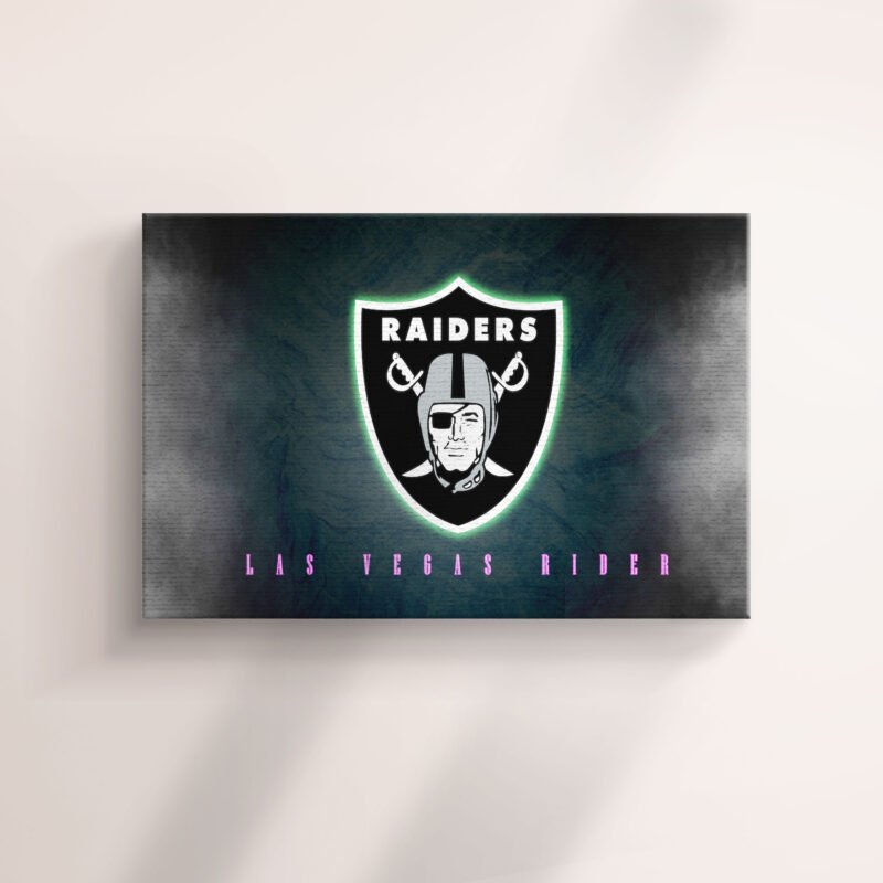 Las Vegas Raiders neon theme logo Canvas Wall Art - Image 4