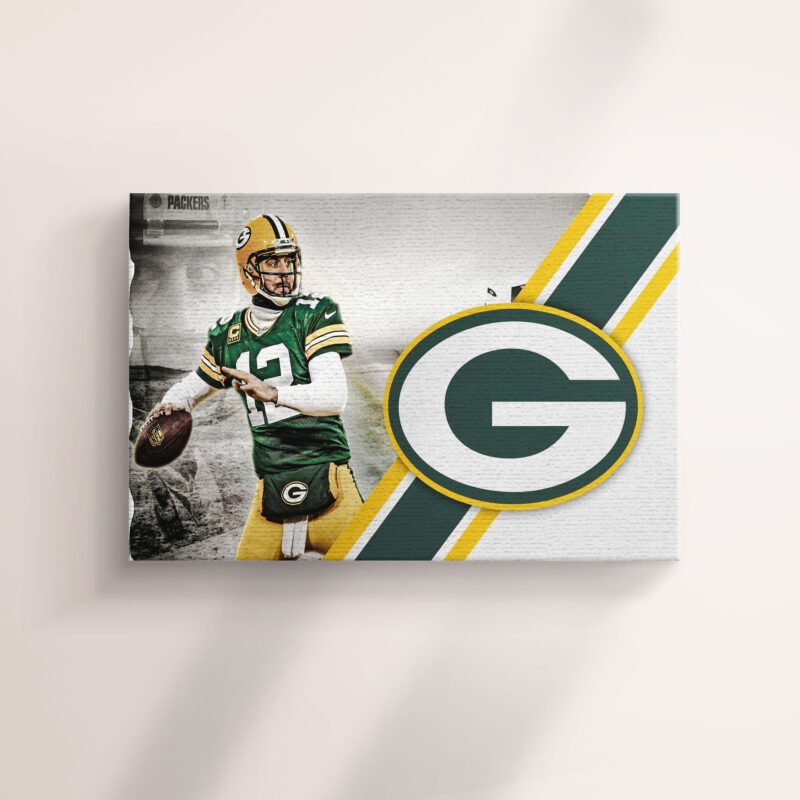 Green Bay Packers RETRO With LOGO Canvas Wall Art - Image 4