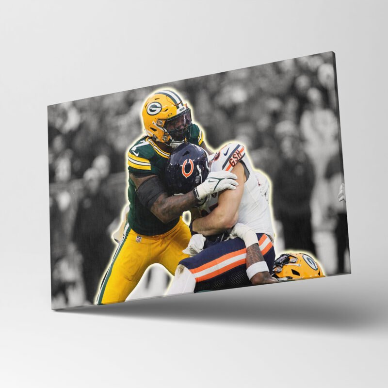 American Football Green Bay Packers Defence Canvas Wall Art - Image 3