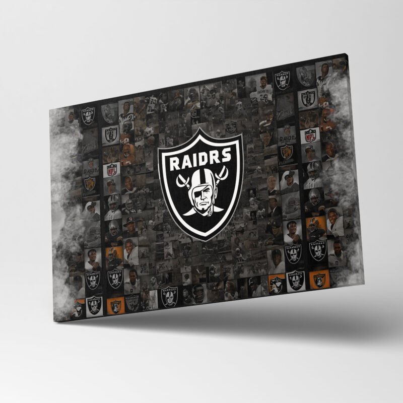 Las Vegas Raiders Collage Theme Logo Canvas Wall Art - Image 3