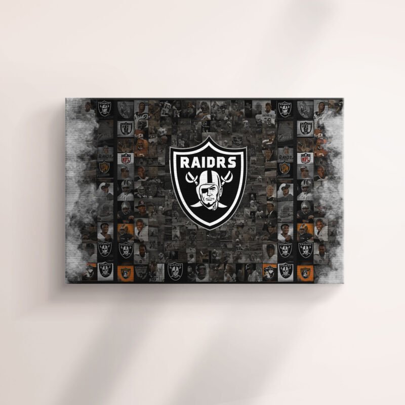 Las Vegas Raiders Collage Theme Logo Canvas Wall Art - Image 2