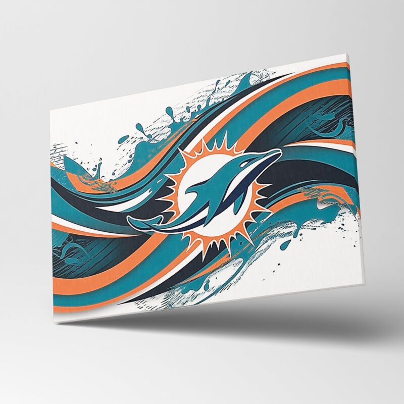 Miami Dolphins Logo Paint Stroke Canvas Wall Art - Image 3