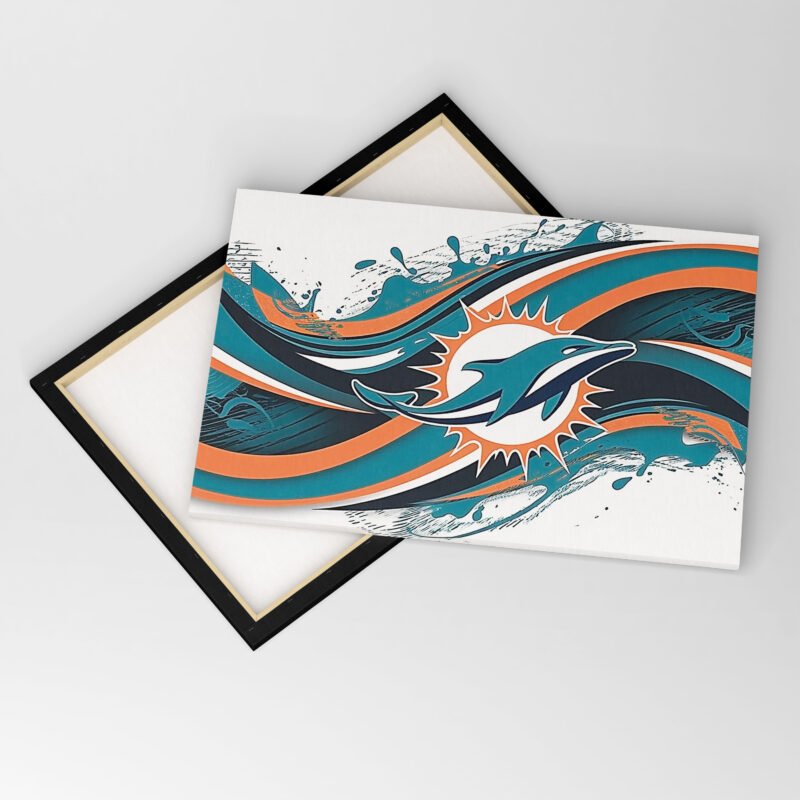 Miami Dolphins Logo Paint Stroke Canvas Wall Art - Image 4