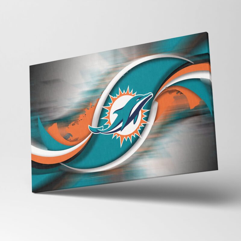 MIAMI  Dolphins Spine Effect Canvas Wall Art - Image 3