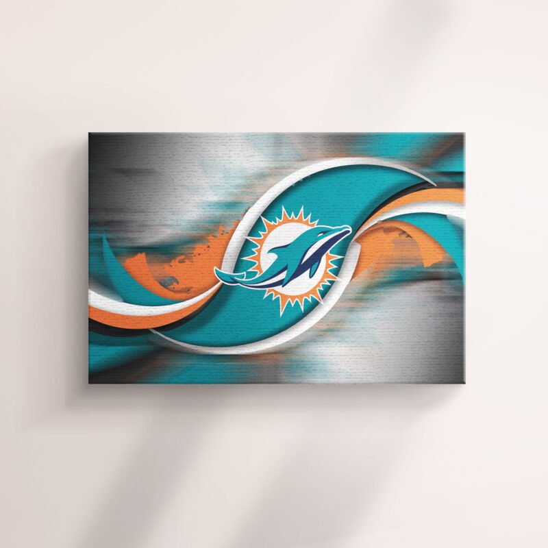 MIAMI  Dolphins Spine Effect Canvas Wall Art - Image 2