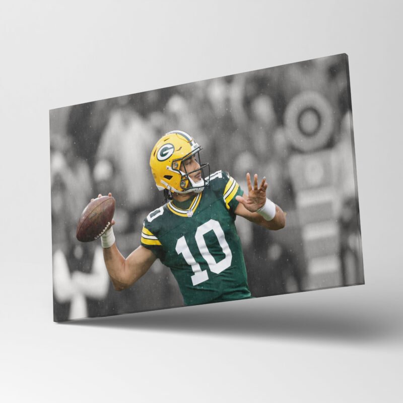 American Football  Green Bay Packers Jordan Love Ball Throw Canvas Wall Art - Image 3