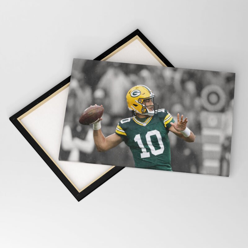 American Football  Green Bay Packers Jordan Love Ball Throw Canvas Wall Art - Image 2