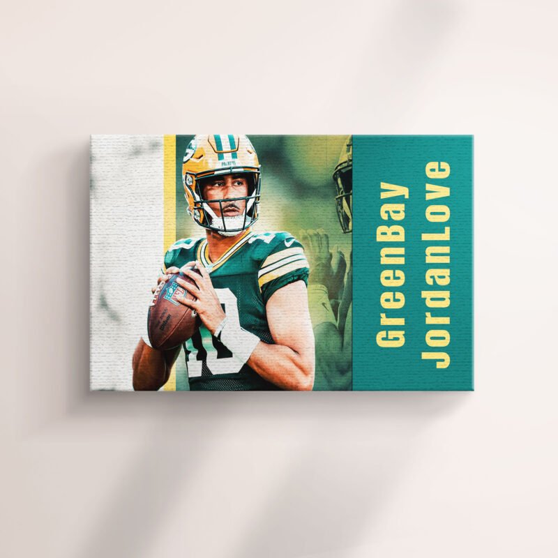 American Football  Green Bay Packers Jordan Love Canvas Wall Art - Image 2