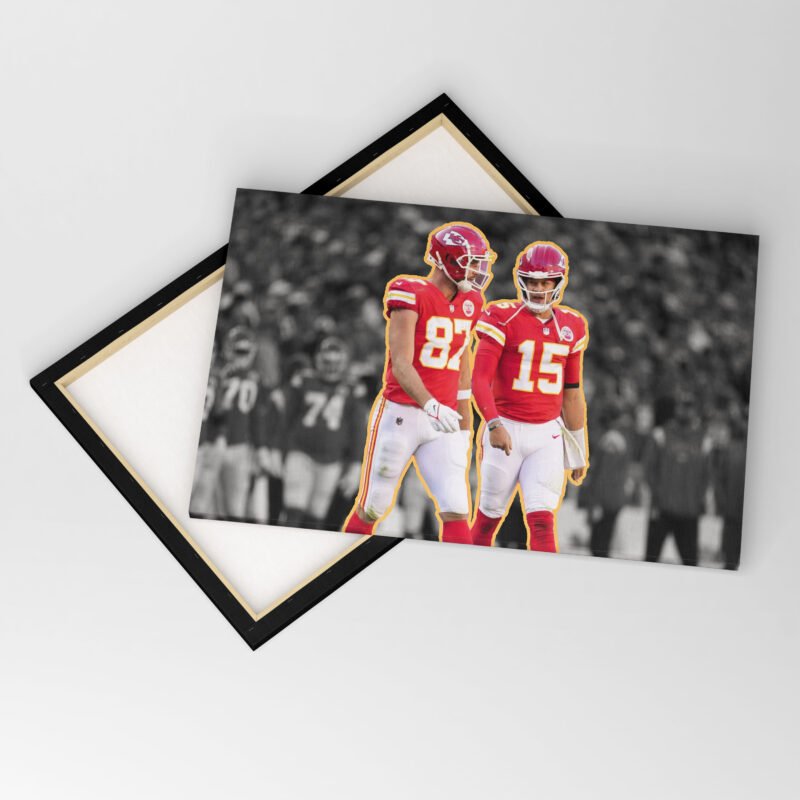 American Football Kansas City Chiefs Travis Kelce and Patrick  Canvas Wall Art - Image 4