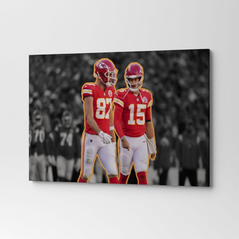 American Football Kansas City Chiefs Travis Kelce and Patrick  Canvas Wall Art - Image 3