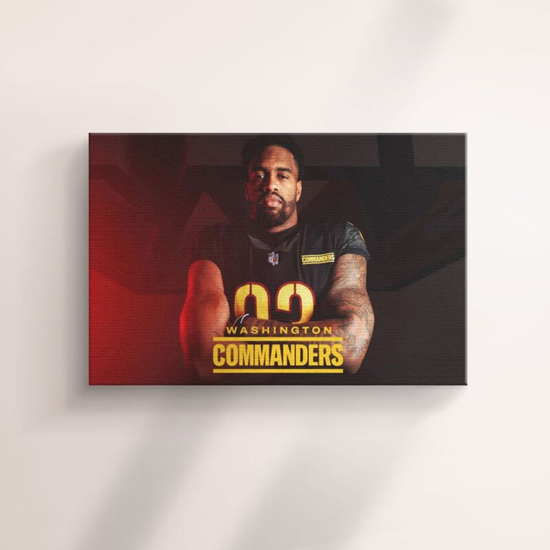 Washington Commanders  Jonathan Allen Action Canvas Wall Art - Image 2