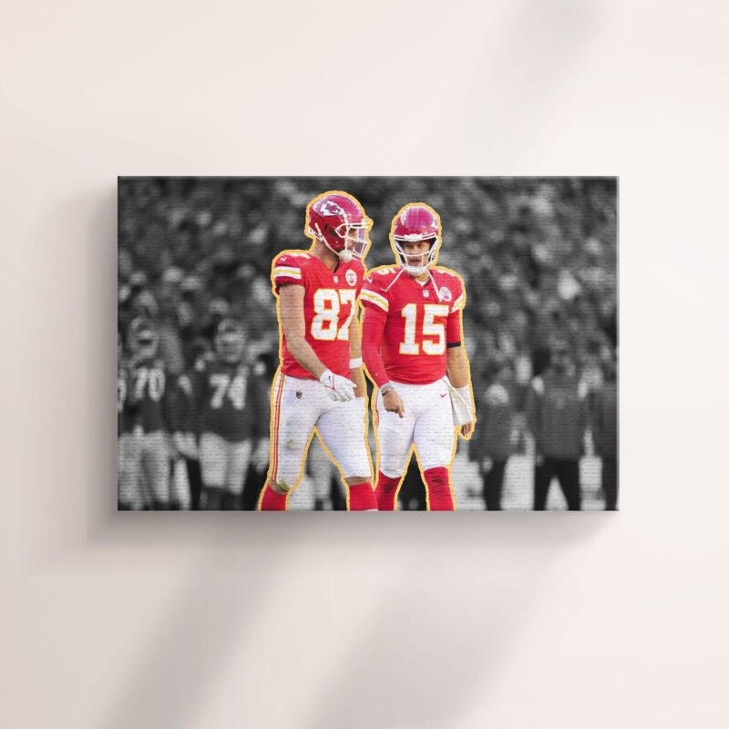 American Football Kansas City Chiefs Travis Kelce and Patrick  Canvas Wall Art - Image 2