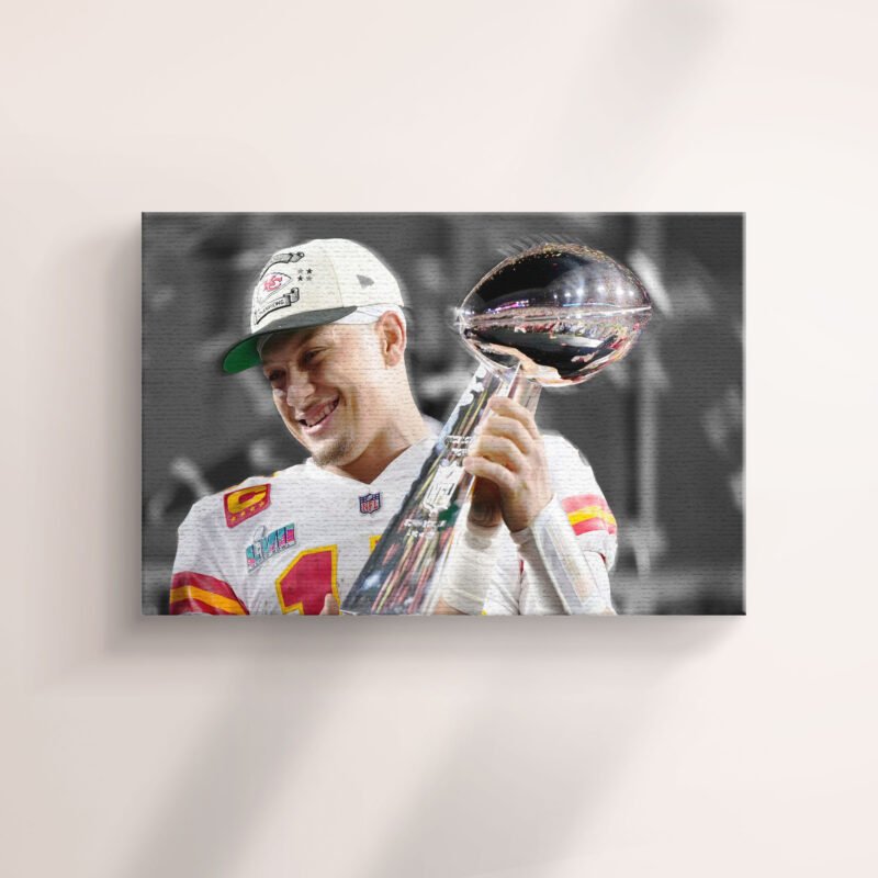 American Football Winner Patrick Mahomes MVP Of Match Canvas Wall Art - Image 4