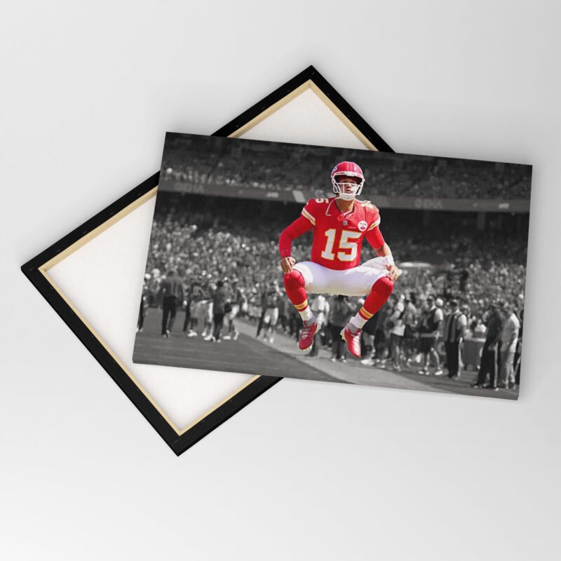 American Football Kansas City Chiefs Patrick Iconic Jump  Canvas Wall Art - Image 4