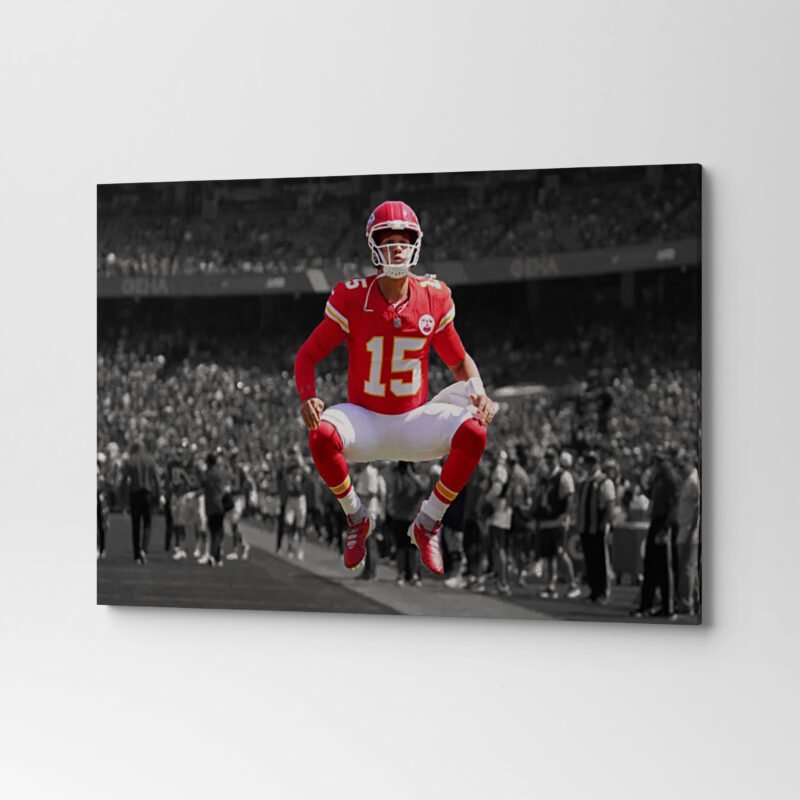 American Football Kansas City Chiefs Patrick Iconic Jump  Canvas Wall Art - Image 2