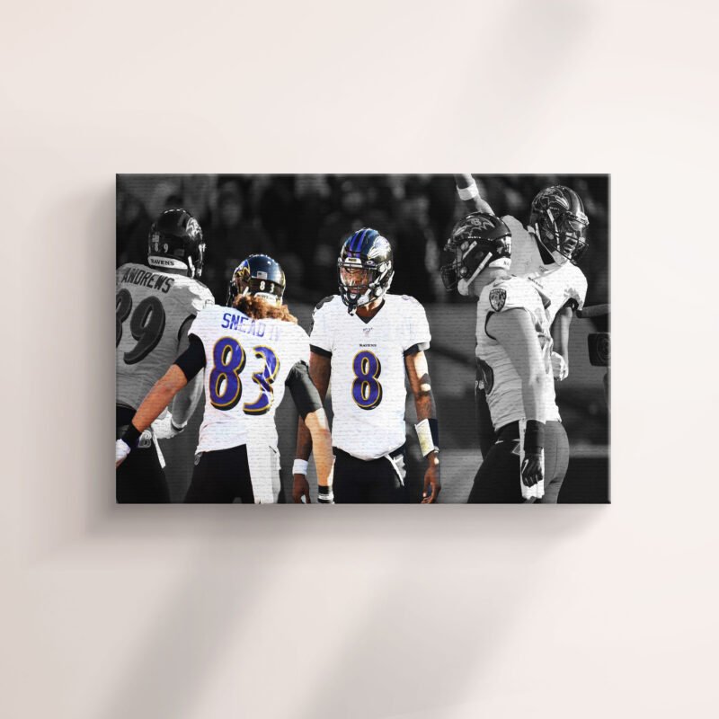 American Football Raven Team Celebration  Canvas Wall Art - Image 2