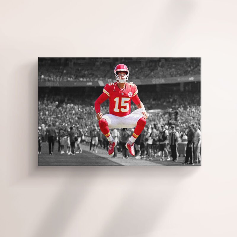 American Football Kansas City Chiefs Patrick Iconic Jump  Canvas Wall Art - Image 3