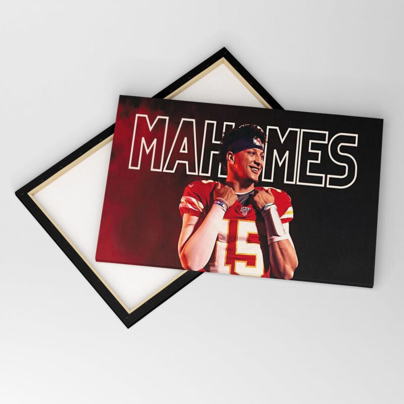 American Football Mahomes Red Poster Canvas Wall Art - Image 3