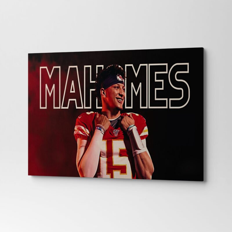 American Football Mahomes Red Poster Canvas Wall Art - Image 4